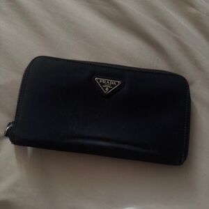 Prada Nylon Black Zip Wallet